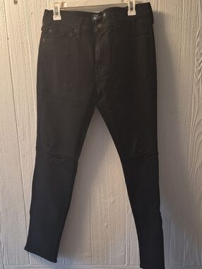 Hollister Men's Skinny Black Ripped Knee Jeans